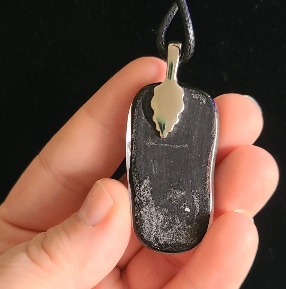 Multicolor Dichroic Glass Pendant Necklace - Picture 4 of 6